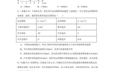 株洲世纪星高级中学2025级高一年级第一次月考物理试题卷_2025年10月高一试卷_251003湖南省株洲世纪星高级中学2025-2026学年高一上学期第一次月考