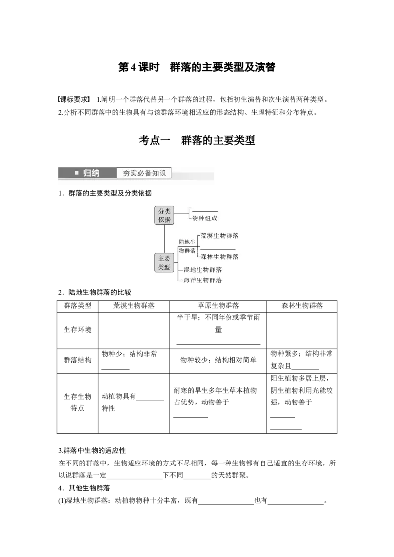 第9单元　第4课时　群落的主要类型及演替_新高考复习资料_2024年新高考复习资料_一轮复习资料_完2024生物步步高大一轮复习（课件+讲义）_2024年高考生物一轮复习讲义（新人教版）