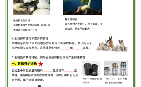 人教版七年级上册生物暑假预习20天计划_六升七暑假衔接