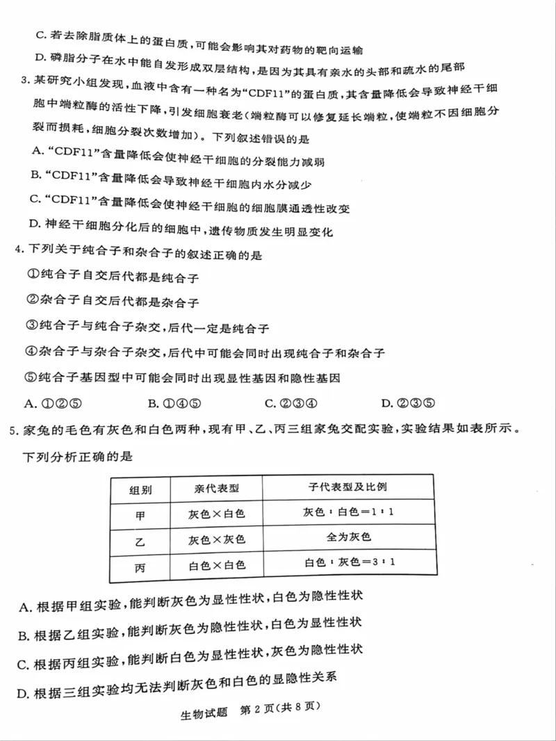 河南省部分名校2024-2025学年高一下学期3月联考生物试卷_2025年03月试卷_0319河南省部分名校2024-2025学年高一下学期3月联考