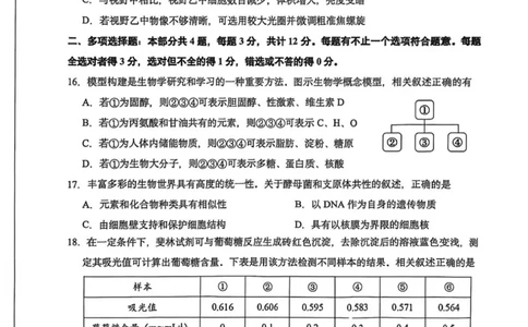 江苏南通2025-2026学年10月测试高一生物_2025年10月高一试卷_251016江苏省南通市2025-2026学年高一上学期10月调研测试（全）