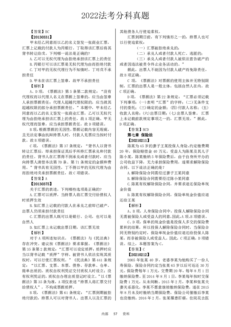 法考分科真题：商法_法考真题相关_真题（02-26）_历史分科真题_客观分科真题