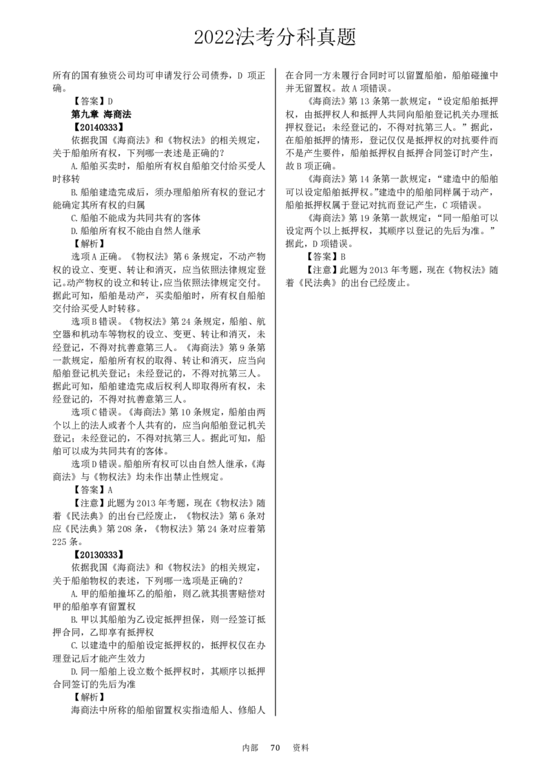 法考分科真题：商法_法考真题相关_真题（02-26）_历史分科真题_客观分科真题