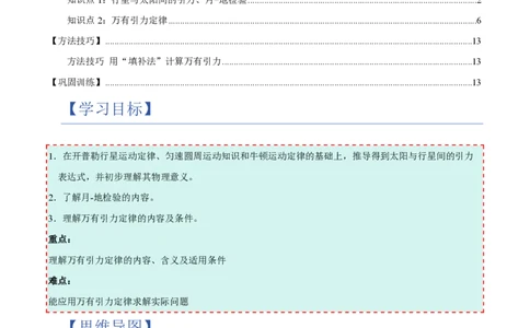 2.万有引力定律（举一反三讲义）（解析版）_2026高考物理_222026版物理《高考一轮复习举一反三》全国版_2026《高中物理&bull;举一反三系列》必修二(RJ)_第七章万有引力与宇宙航行