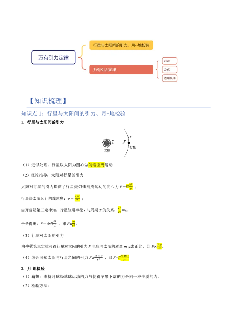 2.万有引力定律（举一反三讲义）（解析版）_2026高考物理_222026版物理《高考一轮复习举一反三》全国版_2026《高中物理&bull;举一反三系列》必修二(RJ)_第七章万有引力与宇宙航行