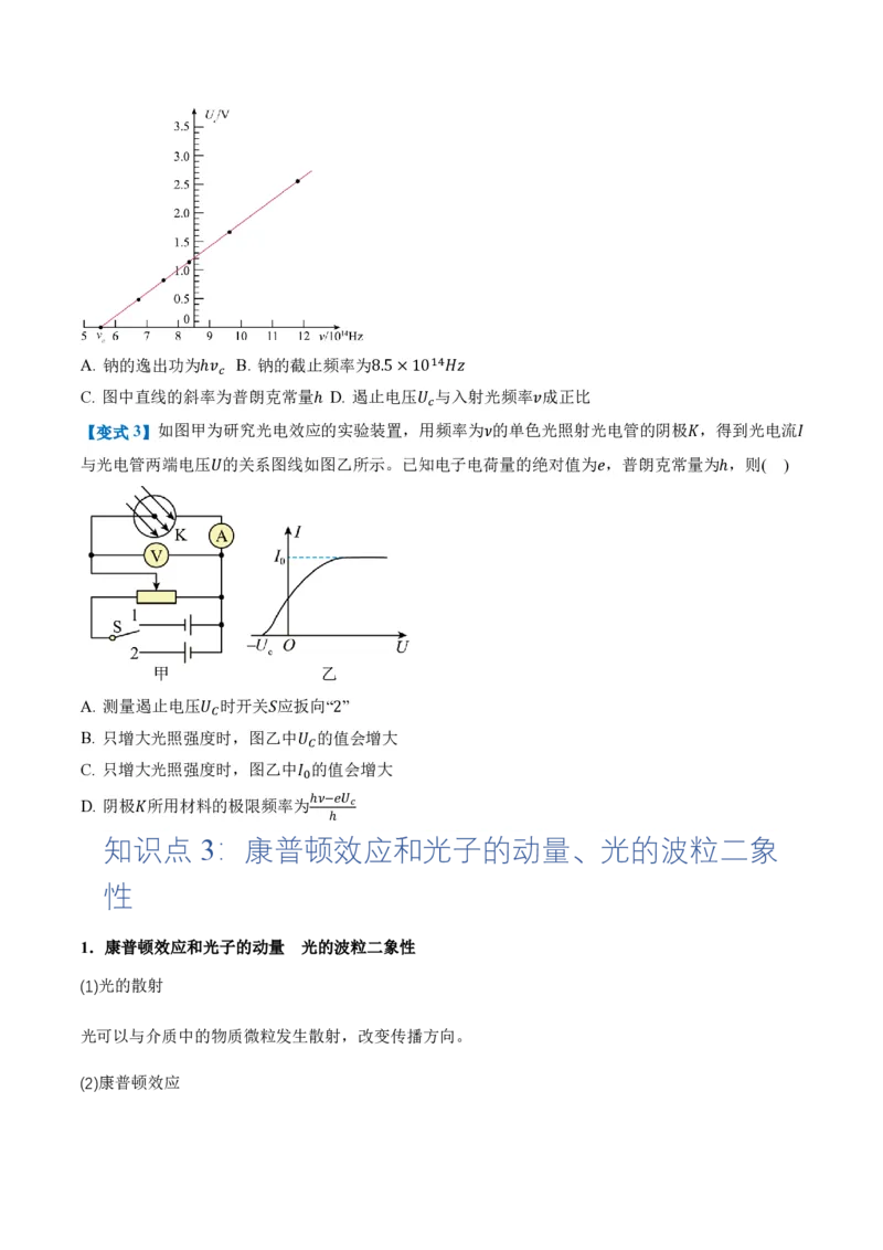 4.2光电效应（举一反三讲义）（原卷版）_2026高考物理_222026版物理《高考一轮复习举一反三》全国版_2026《高中物理&bull;举一反三系列》选修三(RJ)_第四章原子结构和波粒二象性
