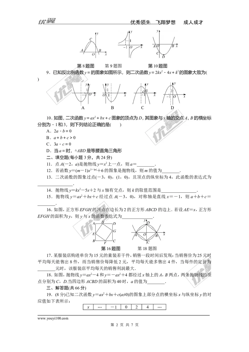 第1章检测卷_湘教版初中数学课件_数学湘教版9下教案PPT课件配套资料_数学湘教版初中9年级下册--7.各阶段精品试题_《学练优》检测卷