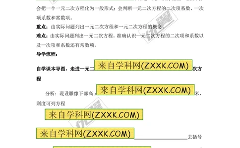 21.1一元二次方程2_人教版数学九年级上册_版本一_人教版数学九年级上册（RJ）--3学案_人教版数学九年级上册（RJ）--3学案