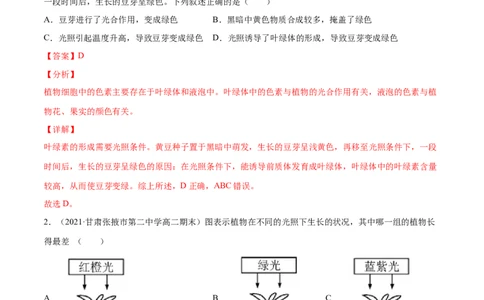 解密06能量之源&mdash;&mdash;光与光合作用（分层训练）（解析版）_新高考复习资料_2021年新高考资料_高频考点解密2021年高考生物二轮复习讲义+分层训练4.7更新
