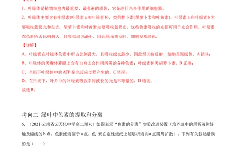 解密06能量之源&mdash;&mdash;光与光合作用（分层训练）（解析版）_新高考复习资料_2021年新高考资料_高频考点解密2021年高考生物二轮复习讲义+分层训练4.7更新