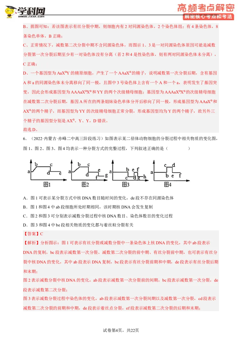 解密07遗传的细胞学基础（分层训练)（解析版）_新高考复习资料_2023年新高考复习资料_二轮复习_高频考点解密2023年高考生物二轮复习讲义+分层训练（全国通用）288808838