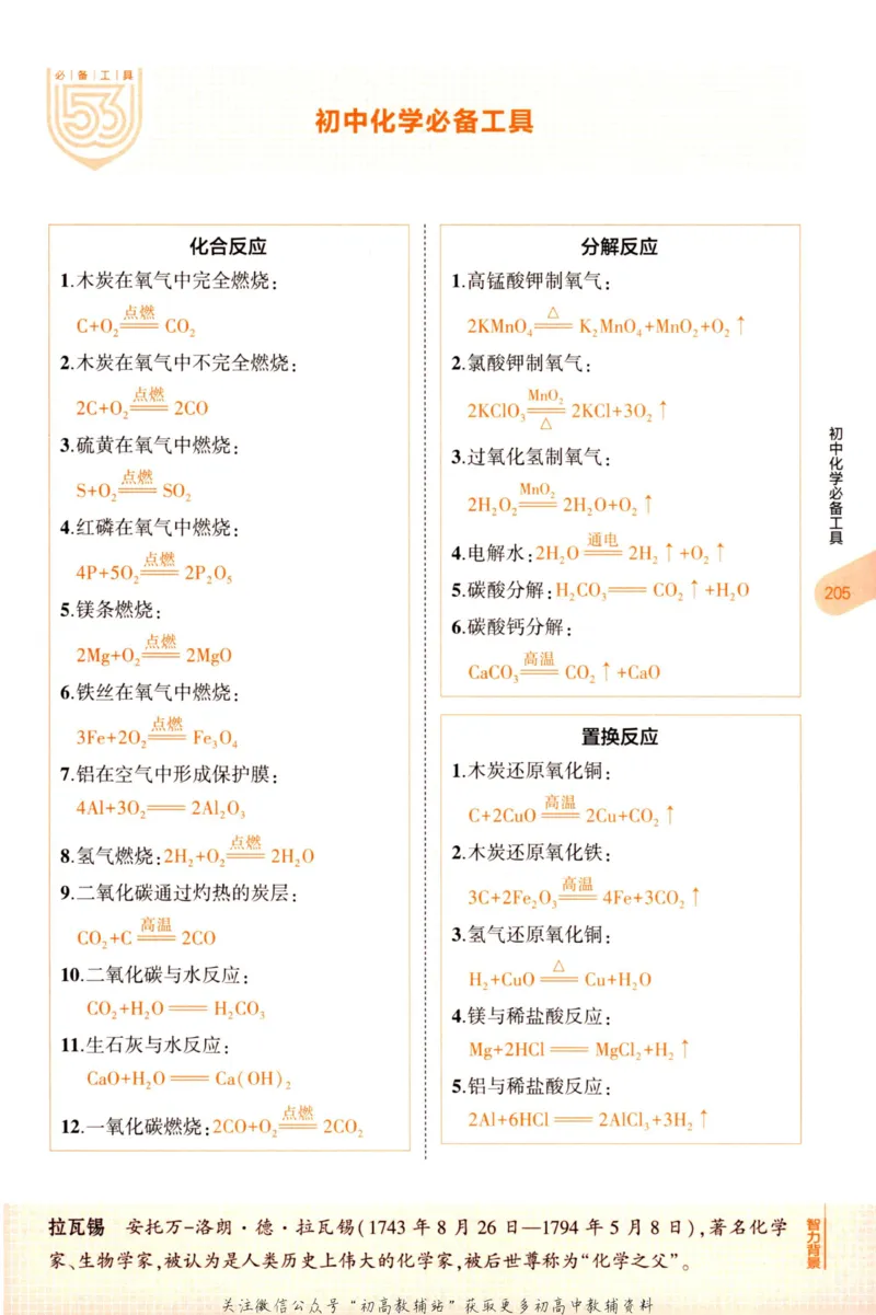 2023版《5年中考3年模拟》中考化学知识清单_53中考总复习_2023版