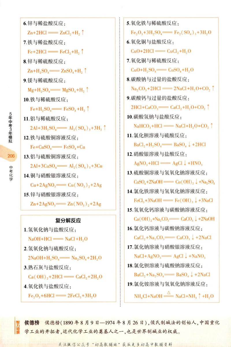 2023版《5年中考3年模拟》中考化学知识清单_53中考总复习_2023版