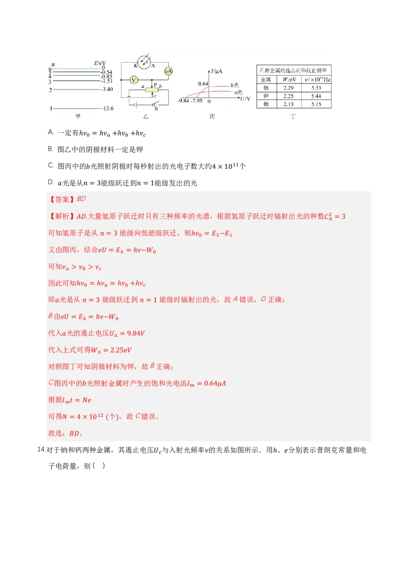 第四章原子结构和波粒二象性（举一反三单元测试）（解析版）_2026高考物理_222026版物理《高考一轮复习举一反三》全国版_2026《高中物理&bull;举一反三系列》选修三(RJ)_本章复习