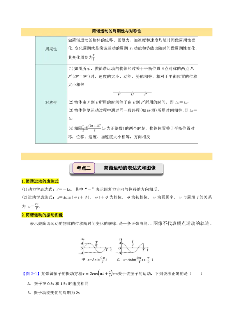 第39讲机械振动(原卷版)_2026高考物理_222026版物理《高考一轮复习举一反三》全国版_第39讲机械振动