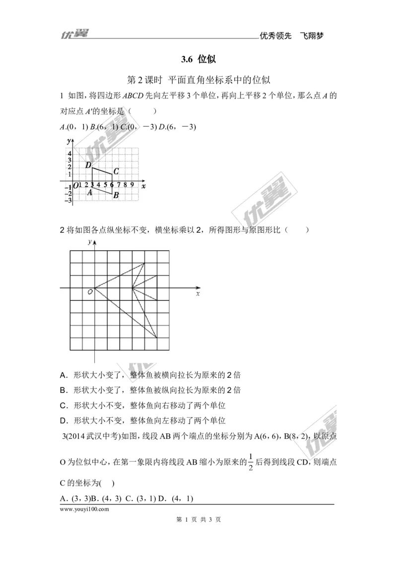 3.6第2课时平面直角坐标系中的位似2(2)_湘教版初中数学课件_数学湘教版9上教案PPT课件配套资料_数学湘教版初中9年级上册--6.各阶段精品试题_同步练习