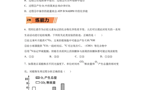 课时10光合作用和细胞呼吸的比较-2023年高考生物一轮复习小题多维练（原卷版）_通用版（老高考）复习资料_2023年复习资料_一轮复习_2023年高考生物一轮复习小题多维练（全国通用）
