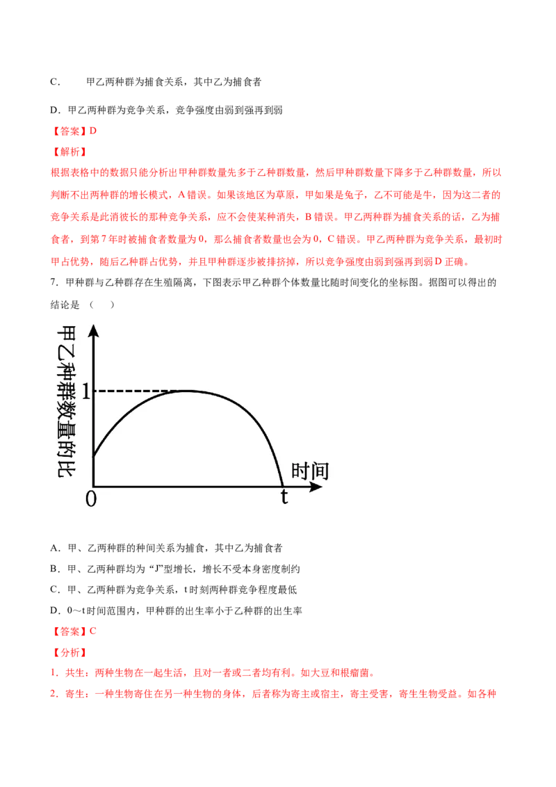 解密20种群和群落（讲义）-高频考点解密2021年高考生物二轮复习讲义+分层训练_新高考复习资料_2021年新高考资料_高频考点解密2021年高考生物二轮复习讲义+分层训练4.7更新