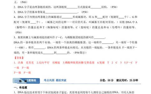 考点通关卷20DNA结构、复制与基因的本质（解析版）_2025年新高考资料_一轮复习_2025年高考生物一轮复习考点通关卷（新高考通用）