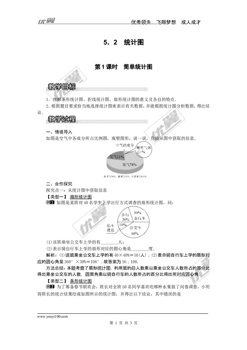 5.2第1课时简单统计图1_湘教版初中数学课件_数学湘教版7上教案PPT课件配套资料_数学湘教版初中7年级上册word教案