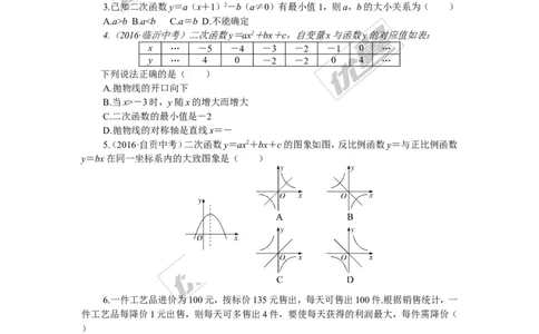专项训练五　二次函数_湘教版初中数学课件_数学湘教版9下教案PPT课件配套资料_数学湘教版初中9年级下册--7.各阶段精品试题_九年级全册复习专项训练