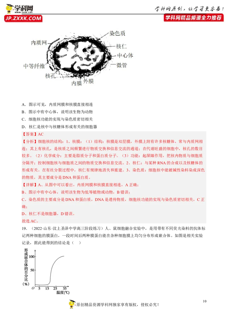 解密02细胞的基本结构（分层训练)（解析版）_新高考复习资料_2023年新高考复习资料_二轮复习_高频考点解密2023年高考生物二轮复习讲义+分层训练（全国通用）288808838