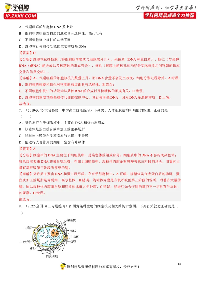 解密02细胞的基本结构（分层训练)（解析版）_新高考复习资料_2023年新高考复习资料_二轮复习_高频考点解密2023年高考生物二轮复习讲义+分层训练（全国通用）288808838