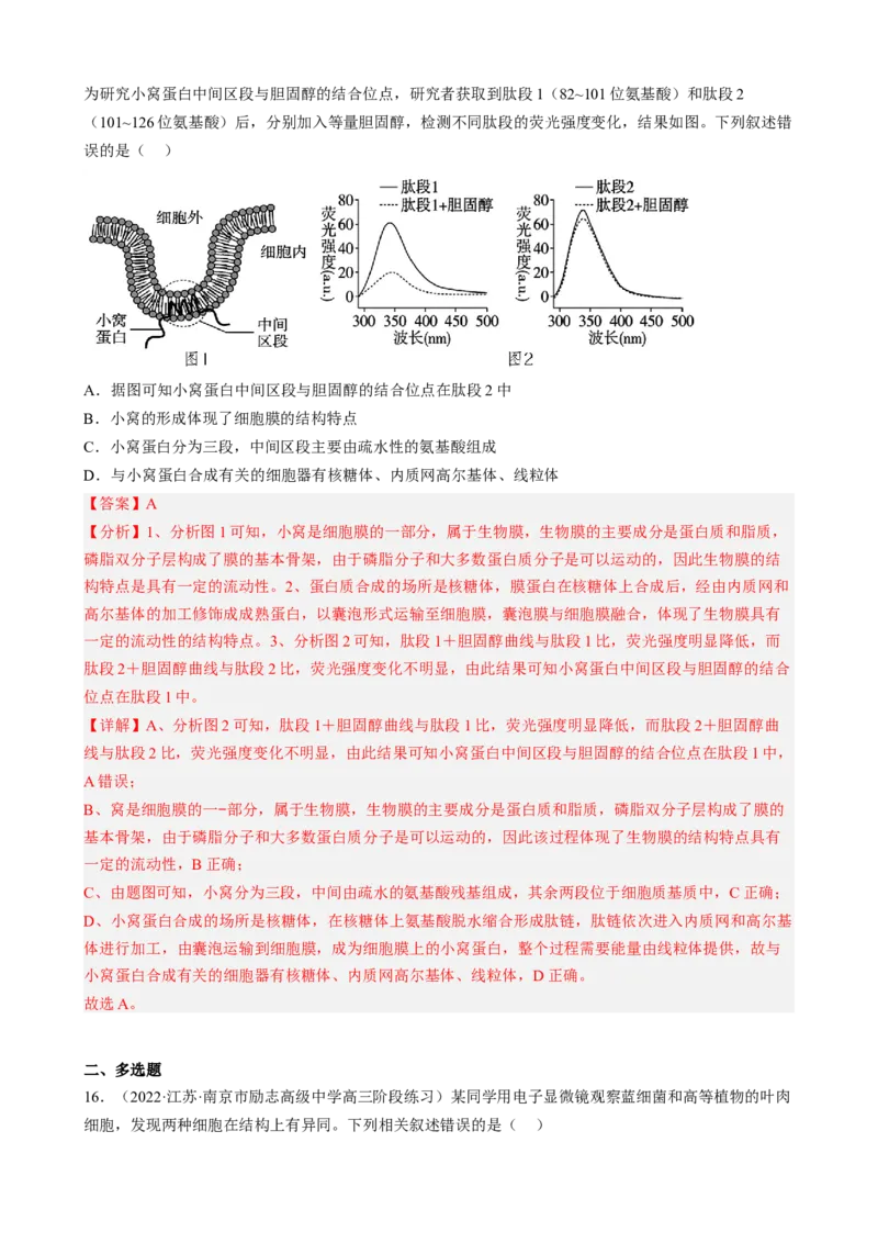解密02细胞的基本结构（分层训练)（解析版）_新高考复习资料_2023年新高考复习资料_二轮复习_高频考点解密2023年高考生物二轮复习讲义+分层训练（全国通用）288808838