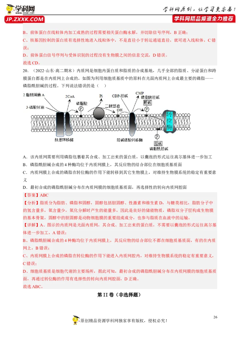 解密02细胞的基本结构（分层训练)（解析版）_新高考复习资料_2023年新高考复习资料_二轮复习_高频考点解密2023年高考生物二轮复习讲义+分层训练（全国通用）288808838