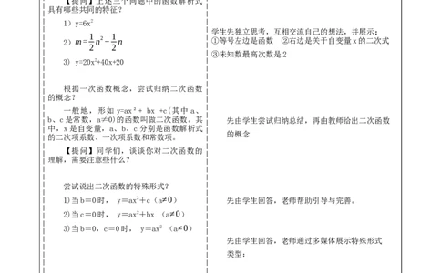 22.1.1二次函数教案_人教版数学九年级上册_版本二_九年级数学上册（人教版）_大单元教学课件+教学设计-U42_第二十二章二次函数_22.1.1二次函数课件（23张PPT）+教案+大单元教学设计