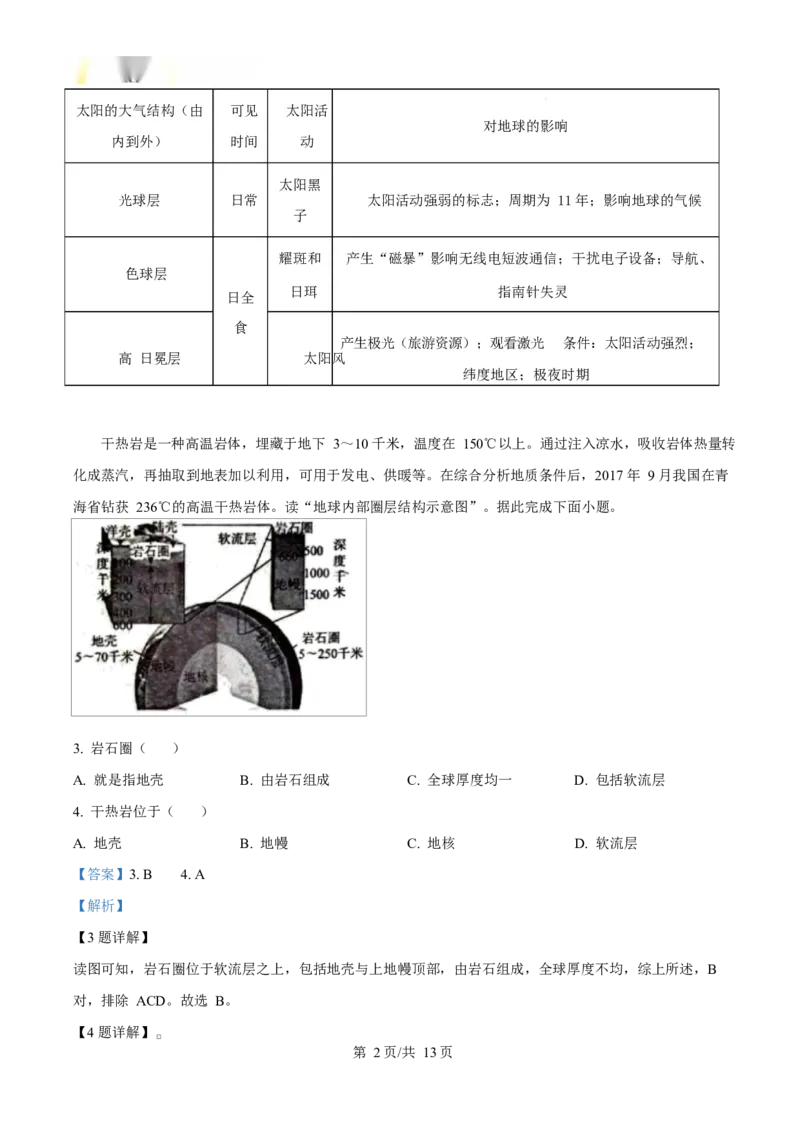 黑龙江省龙东地区部分学校2024-2025学年高一上学期期末考试地理试卷Word版含解析_2025年02月试卷_0219黑龙江省龙东地区2024-2025学年高一上学期1月期末考试