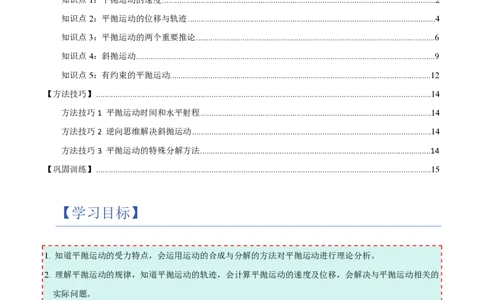 第4节抛体运动的规律（举一反三讲义）（原卷版）_2026高考物理_222026版物理《高考一轮复习举一反三》全国版_2026《高中物理&bull;举一反三系列》必修二(RJ)_第五章抛体运动