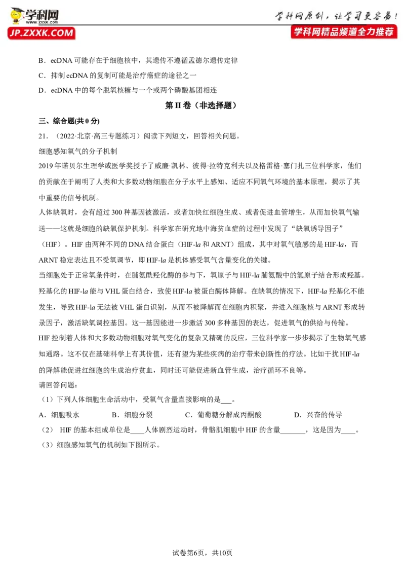 解密08遗传的分子学基础（分层训练)（原卷版）_新高考复习资料_2023年新高考复习资料_二轮复习_高频考点解密2023年高考生物二轮复习讲义+分层训练（全国通用）288808838
