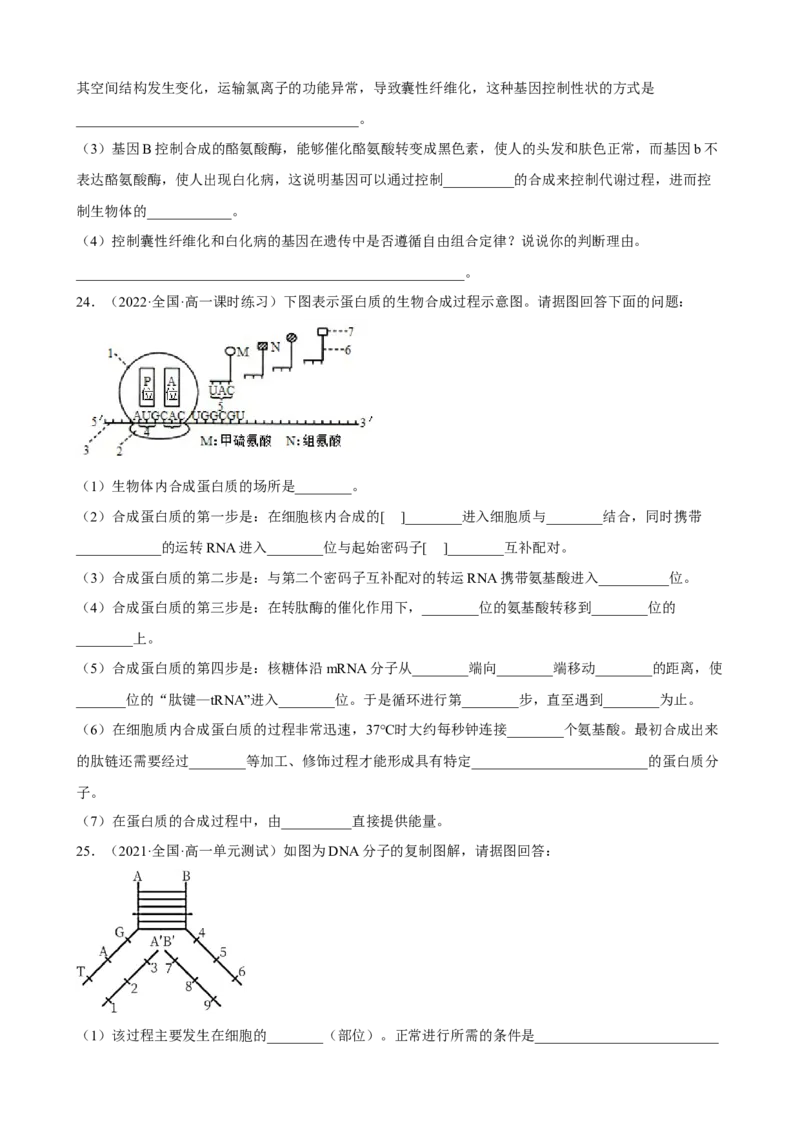 解密08遗传的分子学基础（分层训练)（原卷版）_新高考复习资料_2023年新高考复习资料_二轮复习_高频考点解密2023年高考生物二轮复习讲义+分层训练（全国通用）288808838