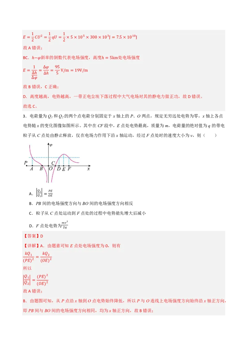 第44讲专题：电场中的图像问题(解析版)_2026高考物理_222026版物理《高考一轮复习举一反三》全国版_第44讲专题：电场中的图像问题