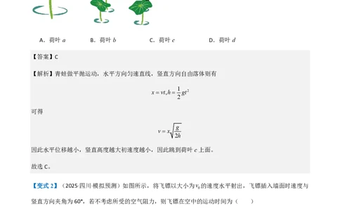 第4节抛体运动的规律（举一反三讲义）（解析版）_2026高考物理_222026版物理《高考一轮复习举一反三》全国版_2026《高中物理&bull;举一反三系列》必修二(RJ)_第五章抛体运动