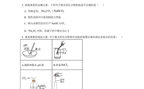 问卷-高一化学开学考1_20250211111440_2025年03月试卷_0304广东实验中学2024-2025学年高一下学期开学考试_广东实验中学2024-2025学年高一下学期开学考试化学PDF版含答案（可编辑）