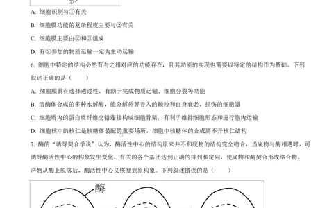 黑龙江省龙东地区2024-2025学年高一上学期期末考试生物试卷Word版无答案_2025年02月试卷_0219黑龙江省龙东地区2024-2025学年高一上学期1月期末考试