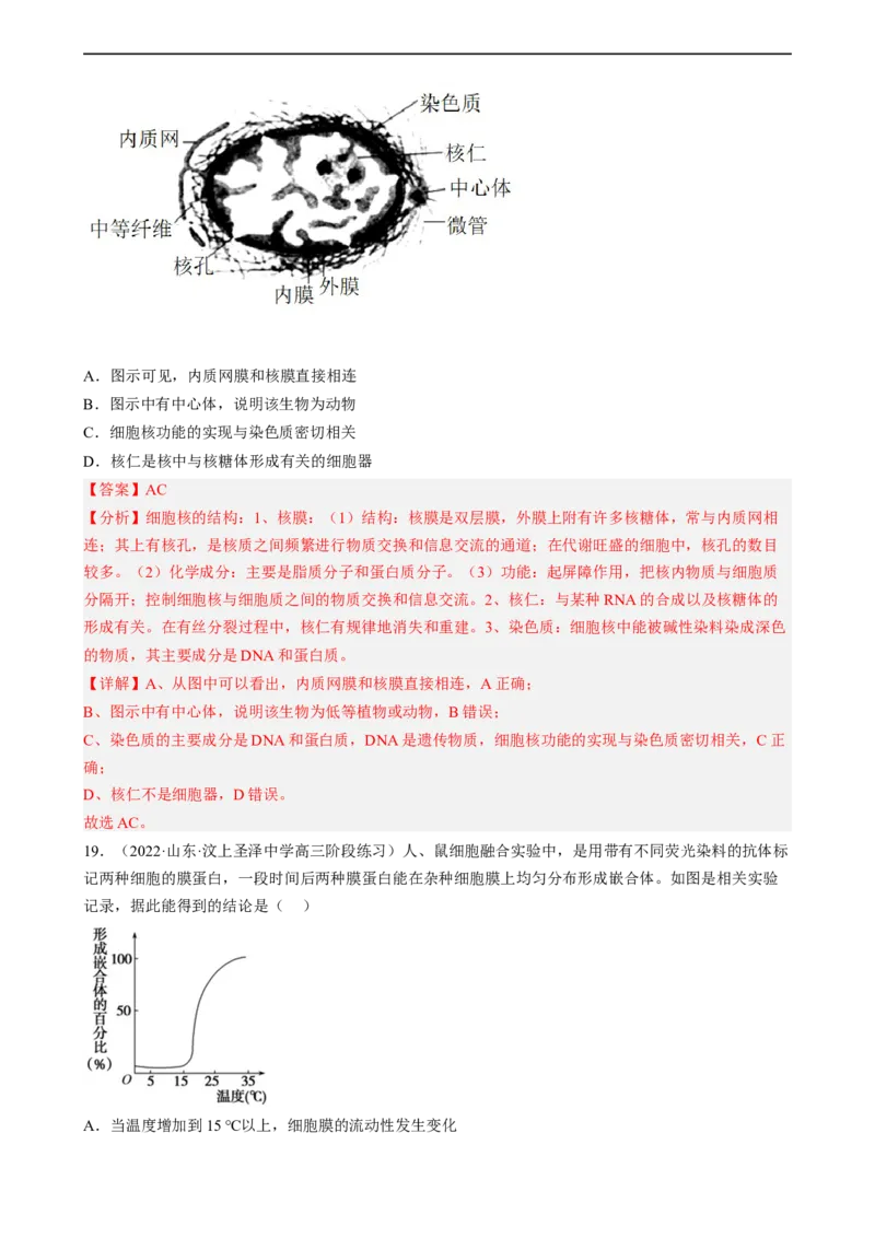 解密02细胞的基本结构（分层训练)（解析版）_通用版（老高考）复习资料_2023年复习资料_二轮复习_高频考点解密2023年高考生物二轮复习讲义+分层训练（全国通用）