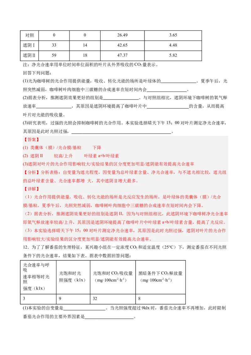 考点通关卷11细胞代谢综合分析（解析版）_新高考复习资料_2025年新高考资料_2025年高考生物一轮复习考点通关卷（新高考通用）