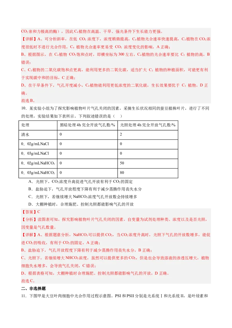 考点通关卷11细胞代谢综合分析（解析版）_新高考复习资料_2025年新高考资料_2025年高考生物一轮复习考点通关卷（新高考通用）