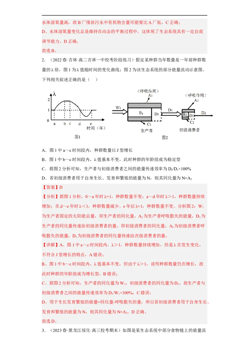 解密16生态系统及其稳定性（分层训练)（解析版）_通用版（老高考）复习资料_2023年复习资料_二轮复习_高频考点解密2023年高考生物二轮复习讲义+分层训练（全国通用）