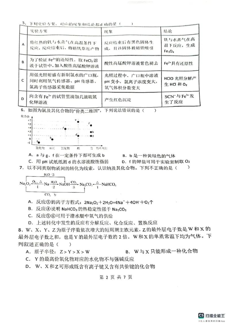 龙西北名校联盟开学考试（化学）_2025年04月试卷_0412黑龙江省黑河市龙西北高中名校联盟2024-2025学年高一下学期开学联考