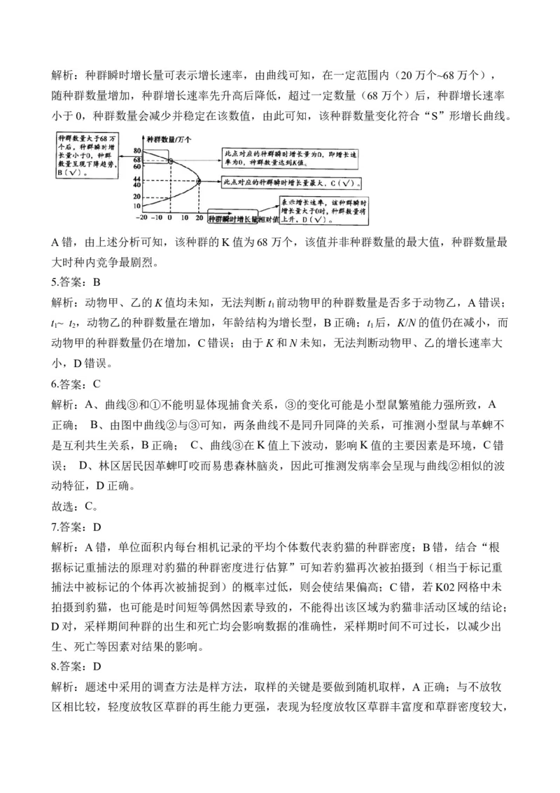 （20）种群与群落&mdash;&mdash;2025届高考生物二轮复习易错重难提升学案（含解析）_2025年新高考资料_二轮复习_2025届高考生物二轮复习易错重难提升（含解析）