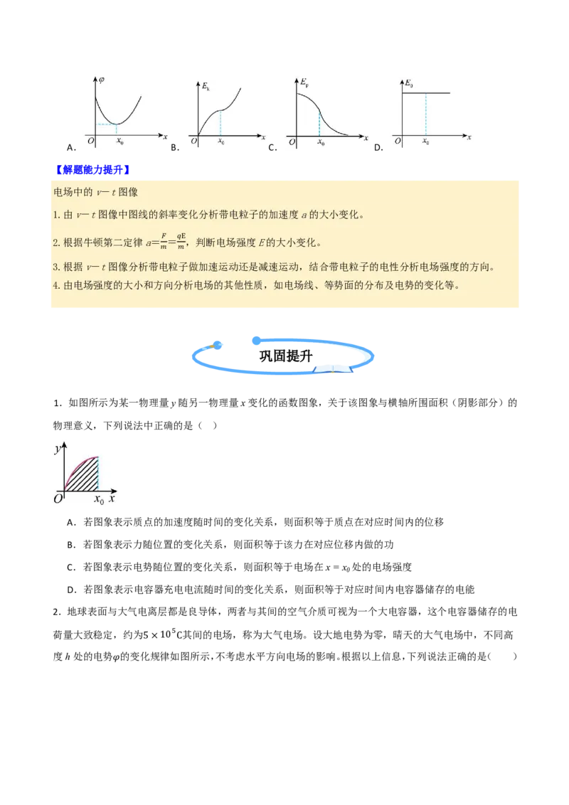 第44讲专题：电场中的图像问题(原卷版)_2026高考物理_222026版物理《高考一轮复习举一反三》全国版_第44讲专题：电场中的图像问题