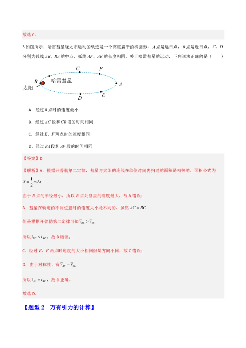 第七章万有引力与宇宙航行（举一反三重难点训练）（解析版）_2026高考物理_222026版物理《高考一轮复习举一反三》全国版_2026《高中物理&bull;举一反三系列》必修二(RJ)_本章复习
