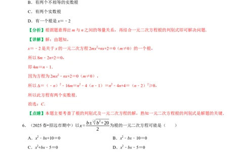 21.2.2公式法解一元二次方程（解析版）（人教版）_人教版数学九年级上册_版本二_九年级数学上册（人教版）_专题训练+提分专项训练-V6_2026版