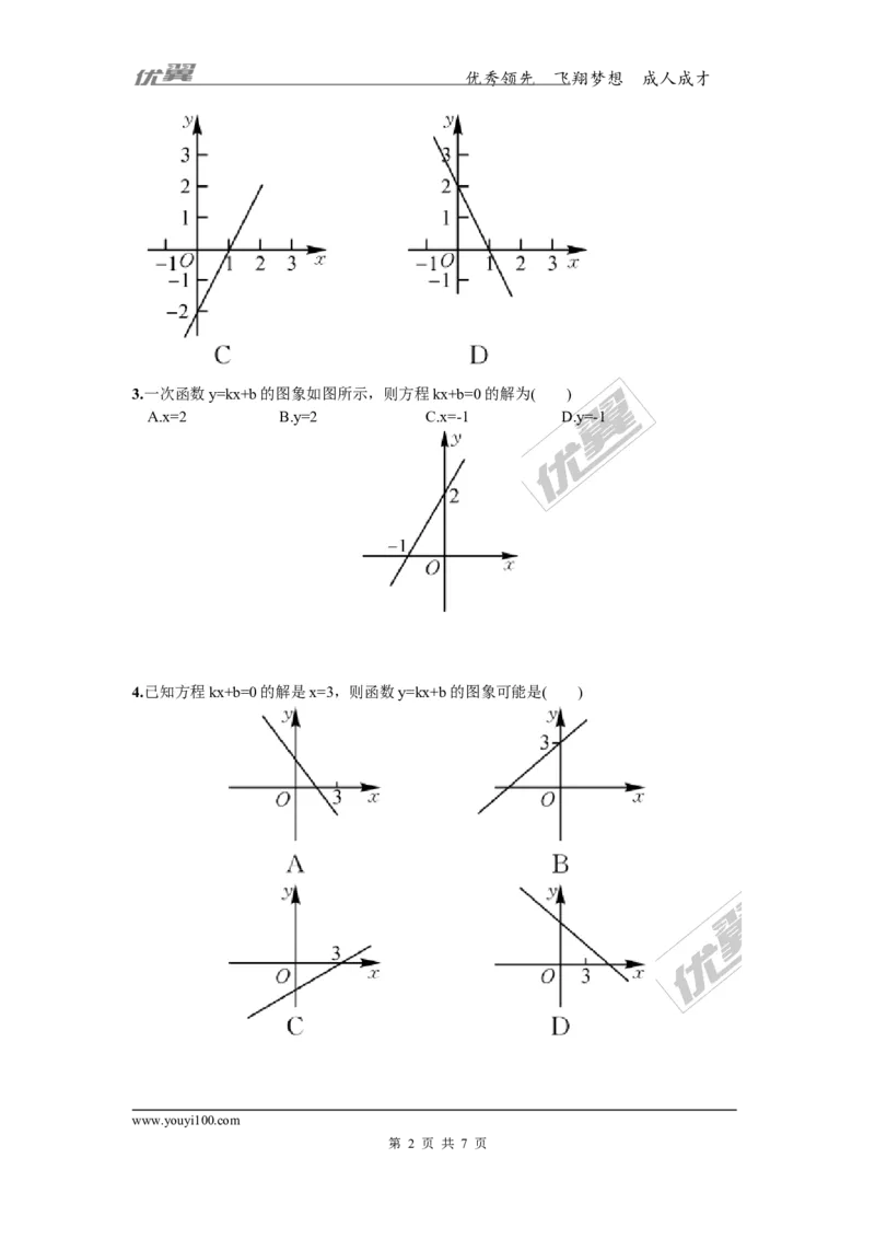 4.5第3课时一次函数与一次方程的联系_湘教版初中数学课件_数学湘教版8下教案PPT课件配套资料_数学湘教版初中8年级下册习题试题_同步练习