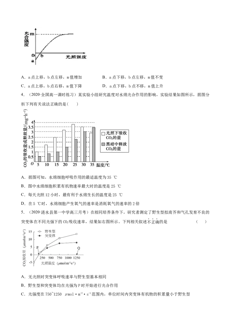 解密07光合作用和呼吸作用的联系及应用（分层训练）（原卷版）_新高考复习资料_2021年新高考资料_高频考点解密2021年高考生物二轮复习讲义+分层训练4.7更新