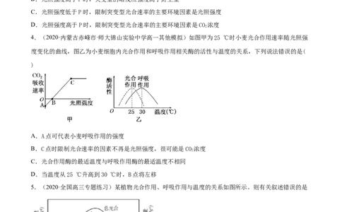 解密07光合作用和呼吸作用的联系及应用（分层训练）（原卷版）_新高考复习资料_2021年新高考资料_高频考点解密2021年高考生物二轮复习讲义+分层训练4.7更新